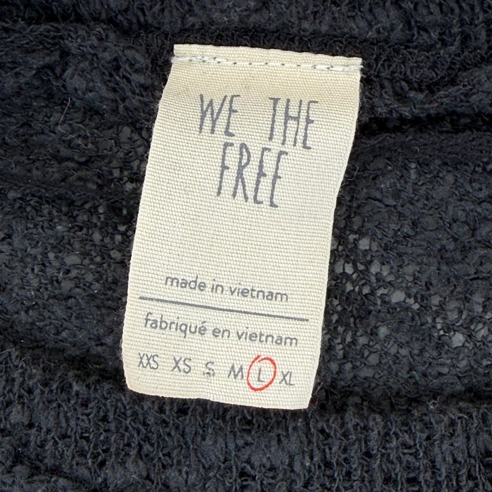 We The Free Free People Black Cotton Cropped Oversized Knit Sweater Large - Picture 2 of 8